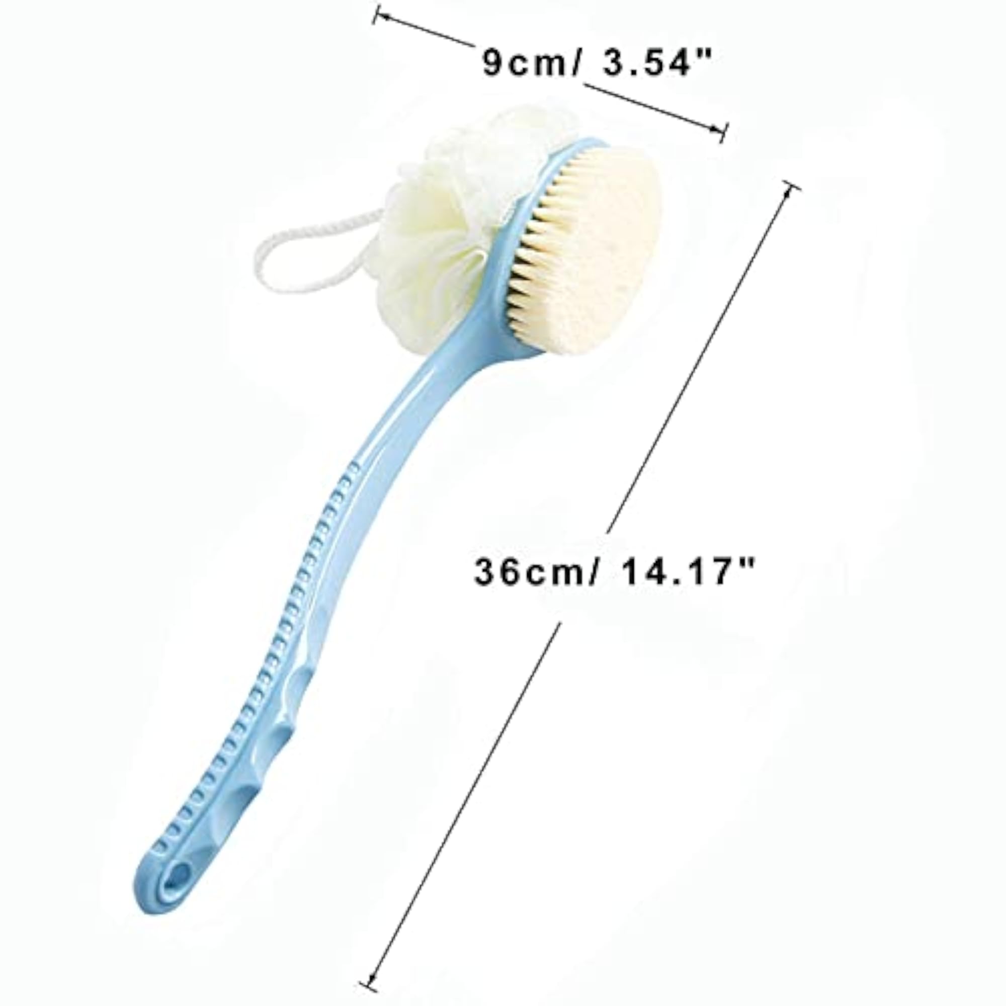 2 in 1 Shower Sponge with Handle, Exfoliating Brush Set of 2